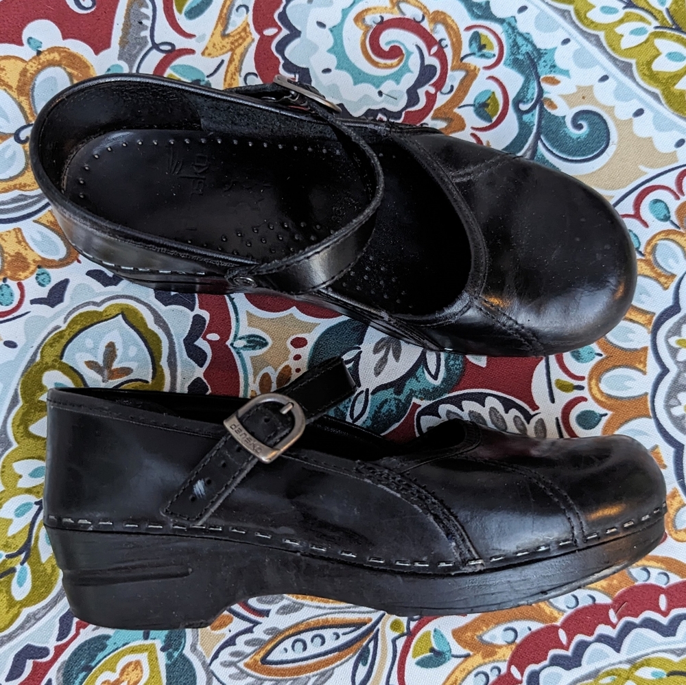 DANSKO black leather Mary Jane clogs 36